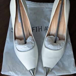 Saks Fifth Avenue Silver and White Heels for Formal Occasions